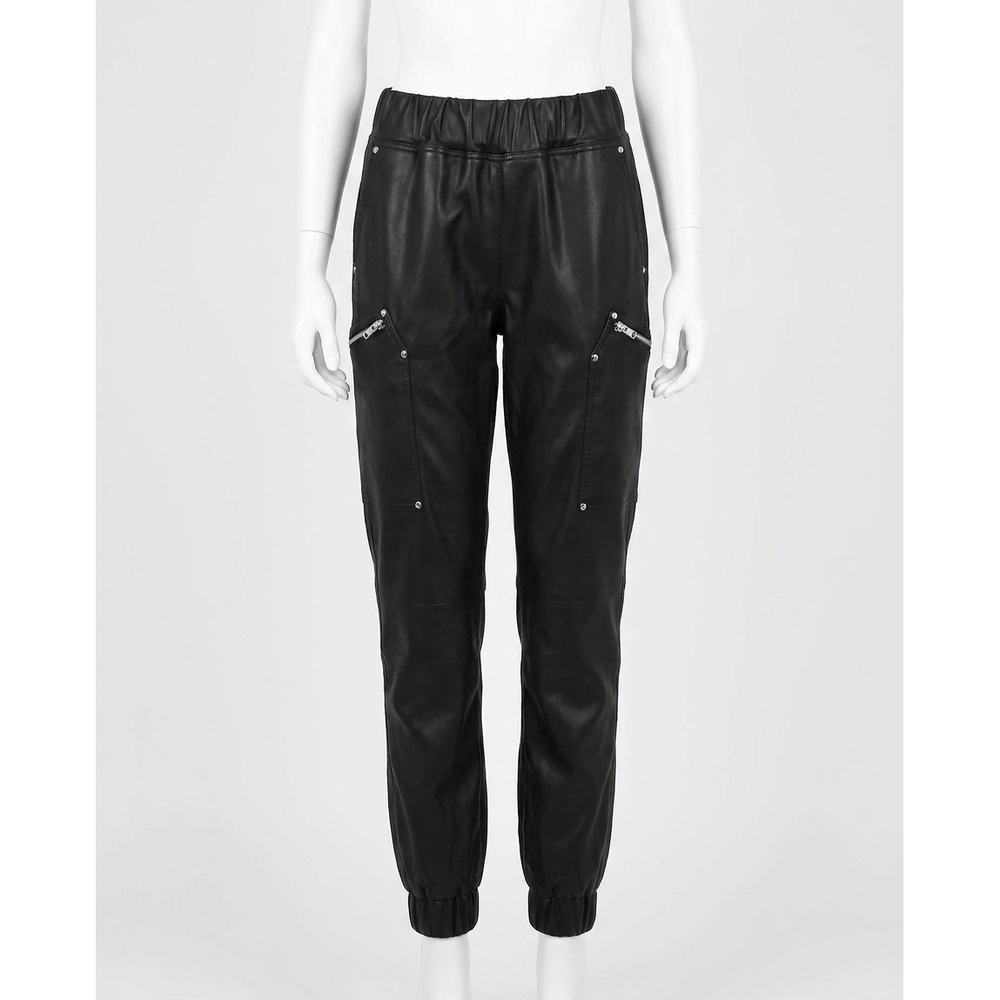 NEW NICOLE MILLER leather space jogger in black